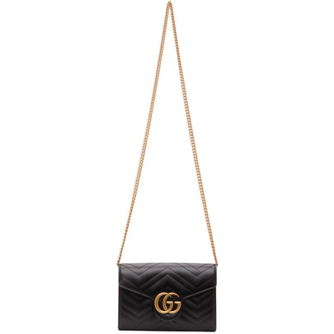 Gucci Black Mini GG Marmont Chain Shoulder Bag