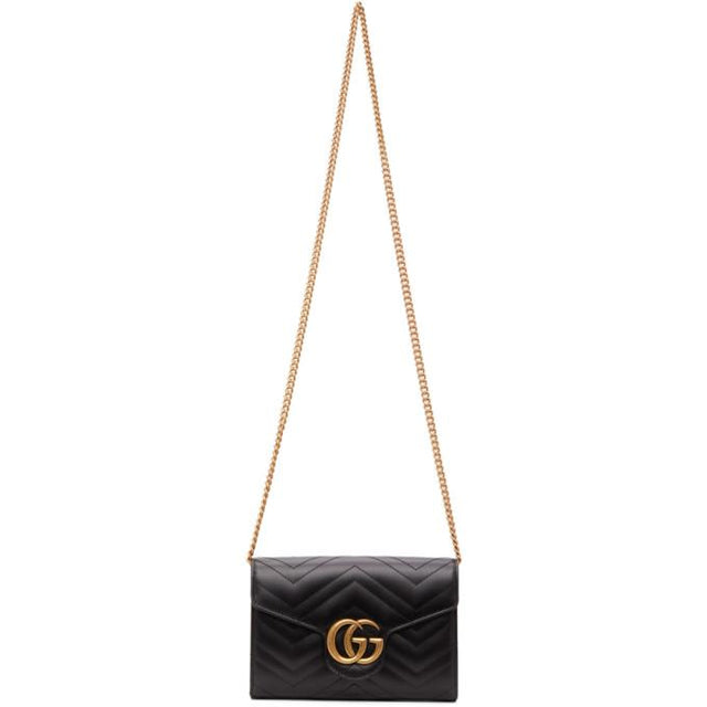 Gucci Black Mini GG Marmont Chain Shoulder Bag
