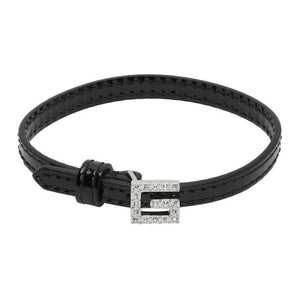Gucci Black Patent Leather G Detail and Crystals Bracelet
