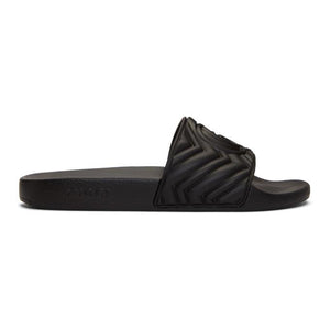 Gucci Black Quilted GG Pool Slides