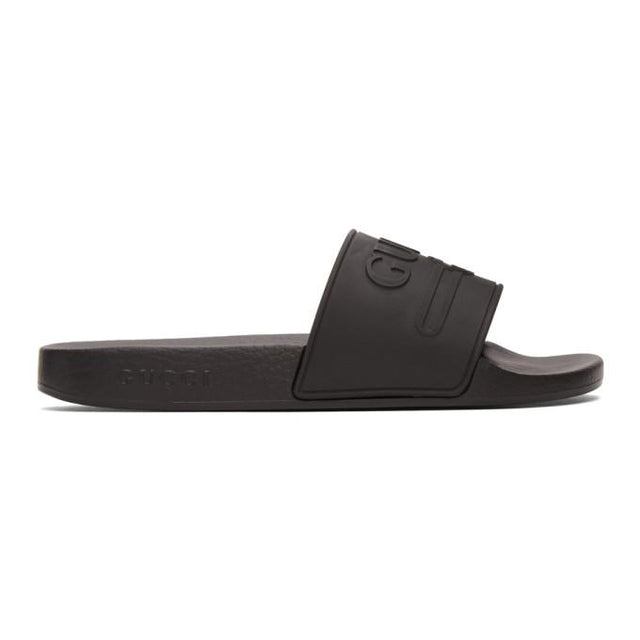 Gucci Black Rubber Interlocking G Pool Slides