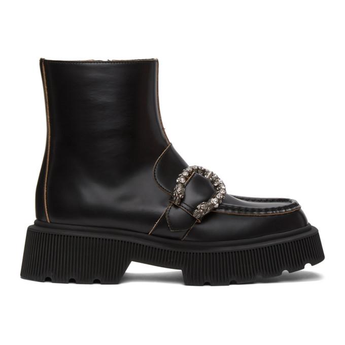 Gucci Black Tiger Head Buckle Boots