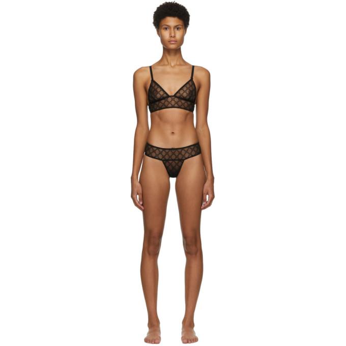 Gucci Black Tulle GG Lingerie Set