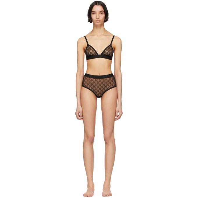 Gucci Black Tulle GG Lingerie Set