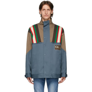 Gucci Blue and Brown Drill 70s Jacket