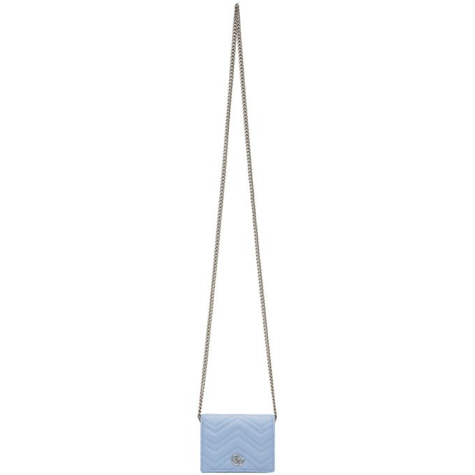 Gucci Blue GG Marmont 2.0 Chain Wallet Bag