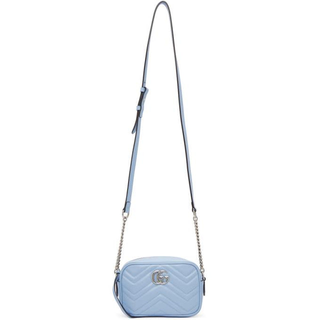 Gucci Blue Mini GG Marmont 2.0 Camera Bag