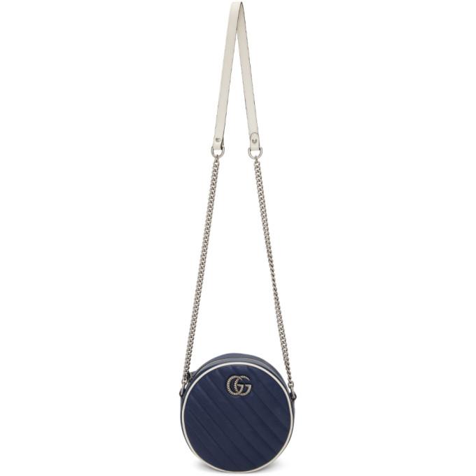 Gucci Blue Mini GG Marmont Round Shoulder Bag