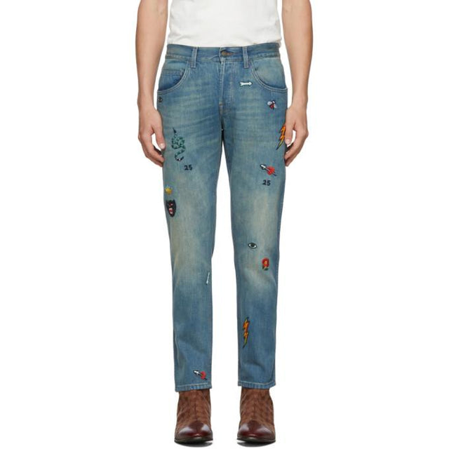 Gucci Blue Symbol Tapered Jeans