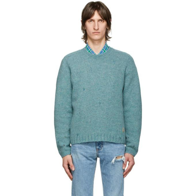 Gucci Blue Wool Square G Sweater