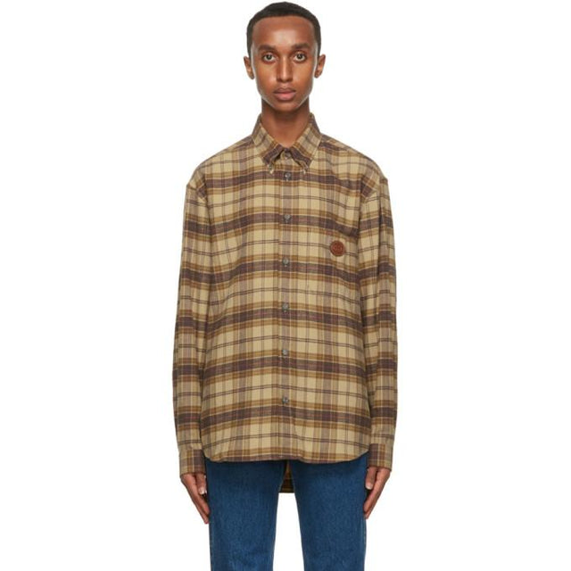 Gucci Brown and Khaki Check Flannel Shirt