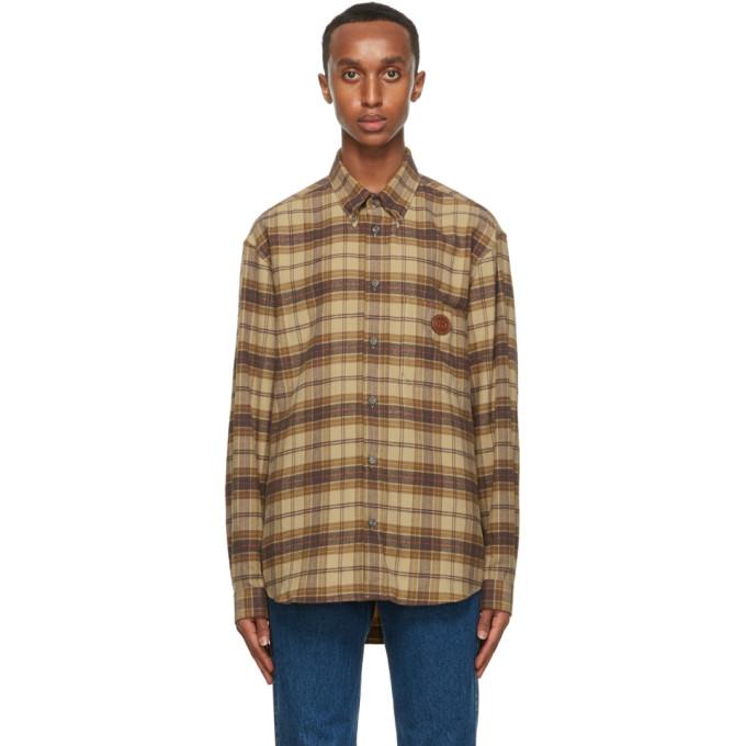 Gucci Brown and Khaki Check Flannel Shirt
