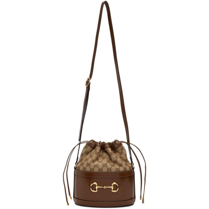 Gucci Brown and Tan Gucci 1955 Horsebit Bucket Bag
