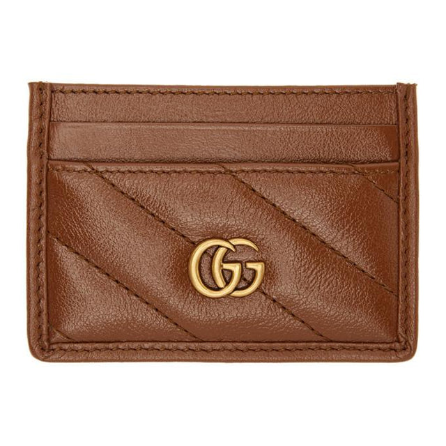 Gucci Brown Diagonal GG Marmont 2.0 Card Holder