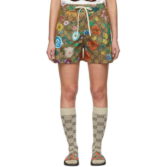 Gucci Brown GG Supreme Flowers Shorts