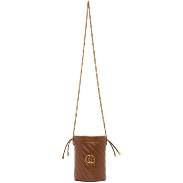 Gucci Brown Mini GG Marmont Bucket Bag