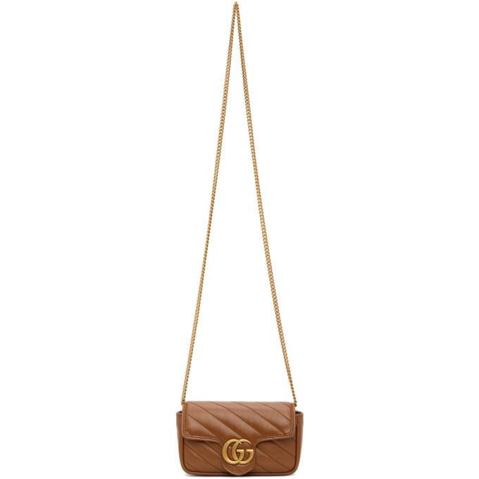 Gucci Brown Super Mini GG Marmont 2.0 Shoulder Bag