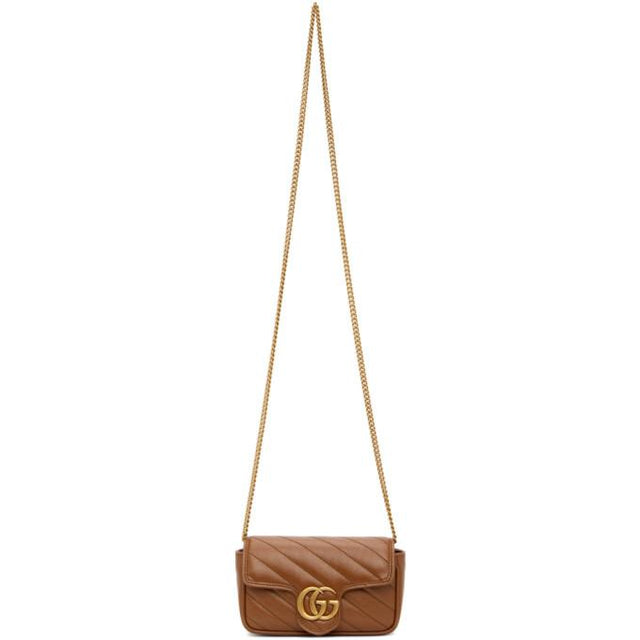 Gucci Brown Super Mini GG Marmont 2.0 Shoulder Bag