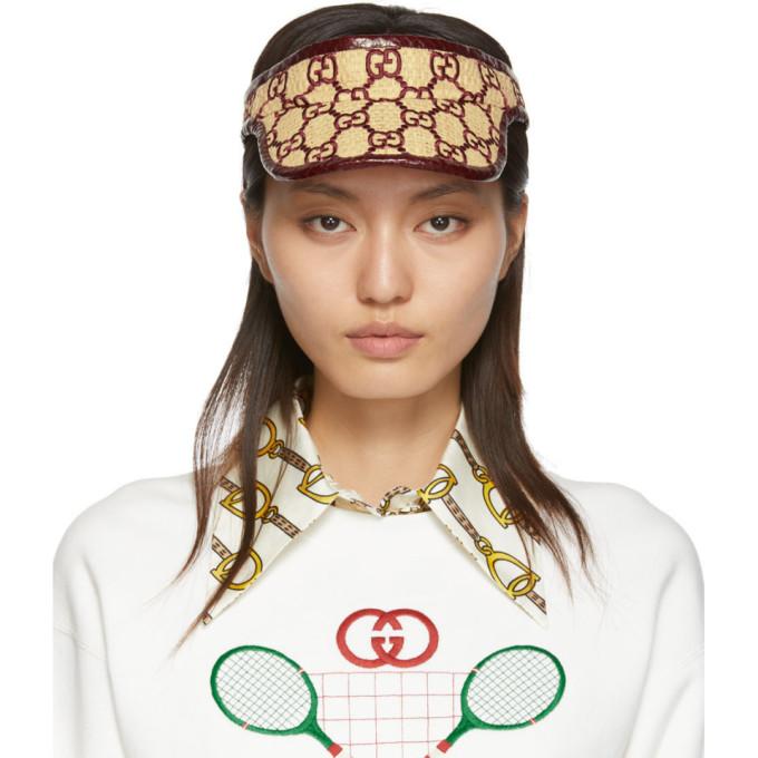 Gucci Burgundy Snakeskin GG Visor