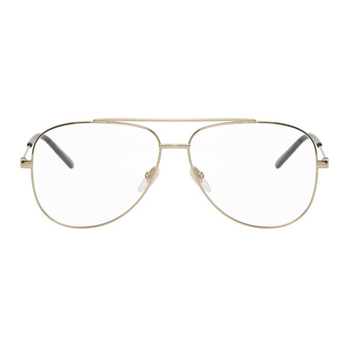 Gucci Gold and Black Aviator Glasses