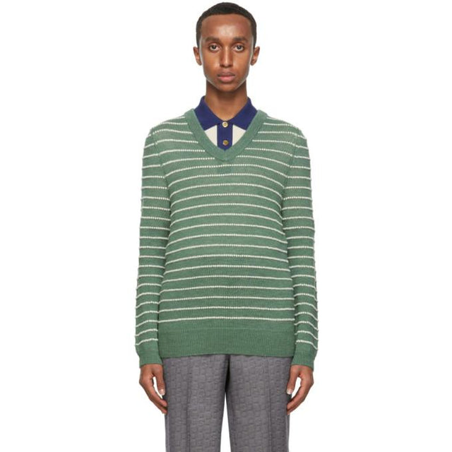 Gucci Green and White Alpaca Sweater
