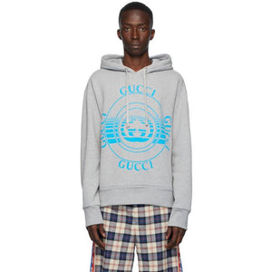 Gucci Grey Logo Disk Print Oversized Hoodie