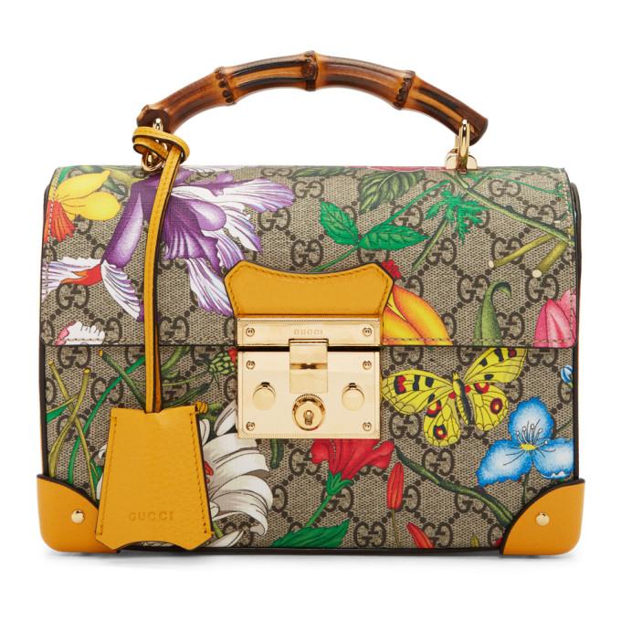 Gucci Multicolor Small GG Flora Bamboo Padlock Bag