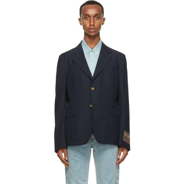 Gucci Navy Mohair and Wool Gauze Blazer