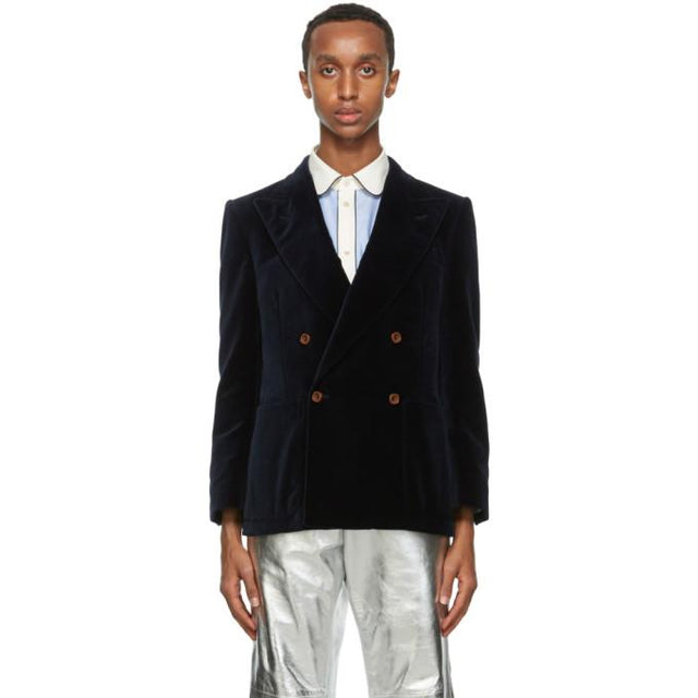 Gucci Navy Velvet Blazer