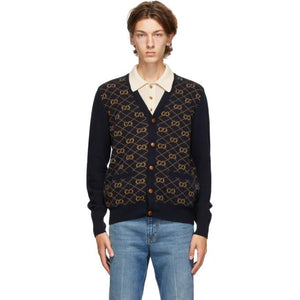 Gucci Navy Wool GG Cardigan