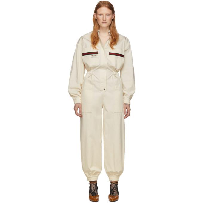 Gucci Off-White Canvas Jumpsuit