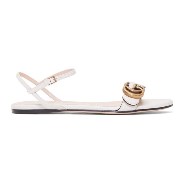 Gucci Off-White Leather GG Sandals