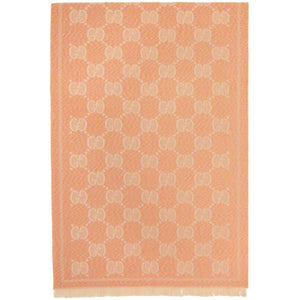 Gucci Pink and Beige Wool GG Scarf