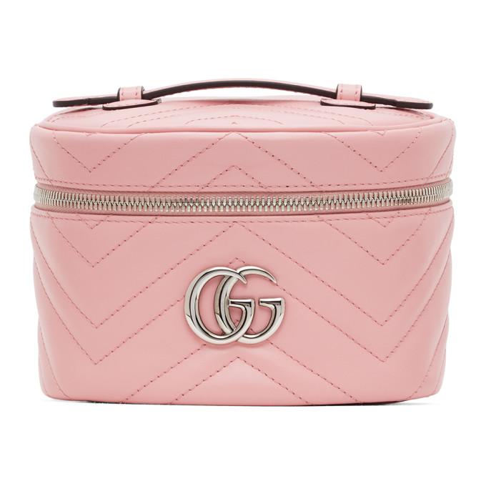 Gucci Pink GG Marmont 2.0 Zip Around Cosmetic Bag