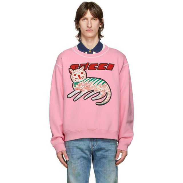 Gucci Pink Logo Cat Sweatshirt