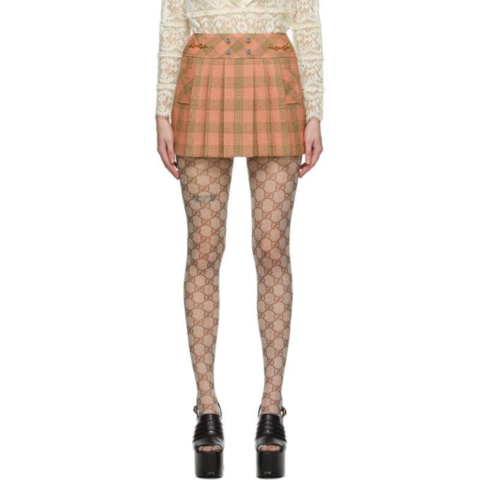 Gucci Pink Wool Damier Optical Miniskirt