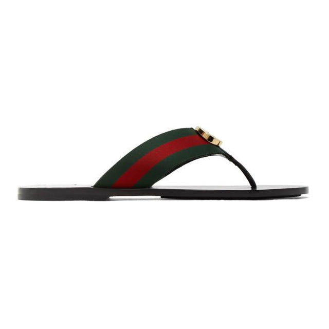 Gucci Red and Green Kika Thong Sandals