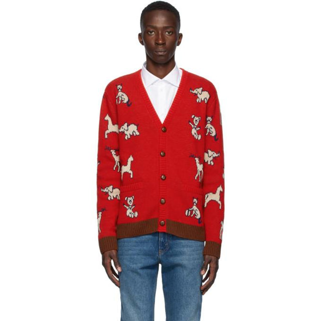 Gucci Red Wool Gucci Hawaii Cardigan