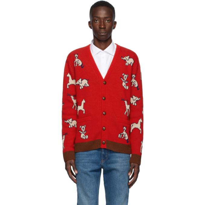 Gucci Red Wool Gucci Hawaii Cardigan