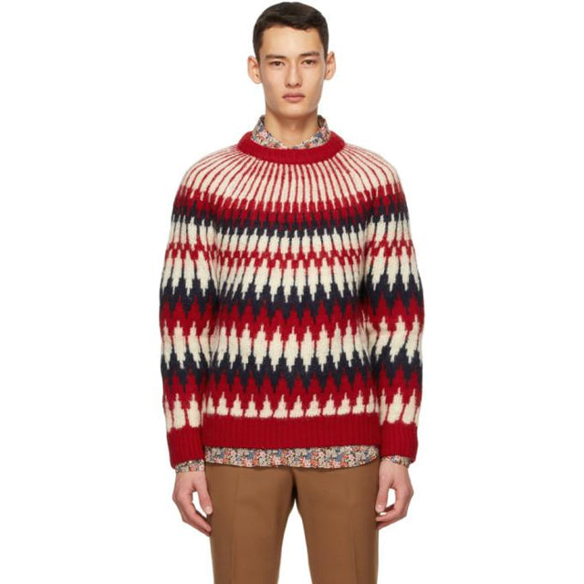 Gucci Red Wool Zigzag Sweater