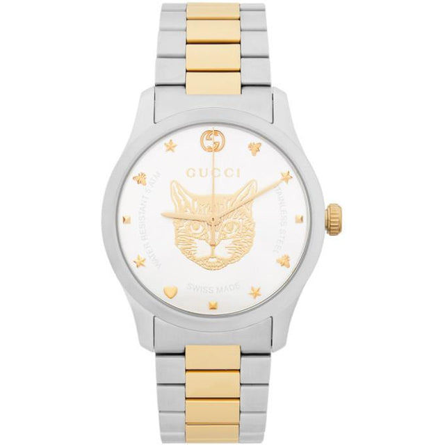 Gucci Silver and Gold Cat G-Timeless Watch