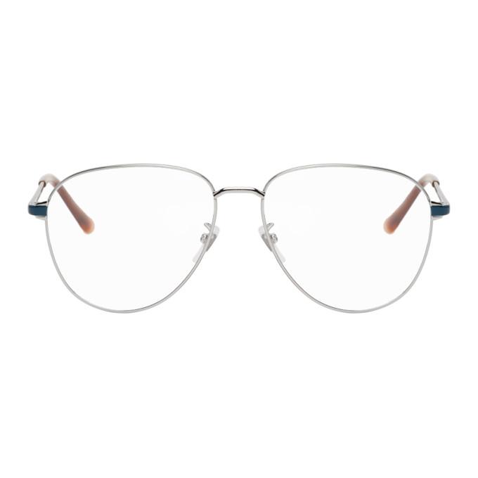 Gucci Silver Aviator Glasses