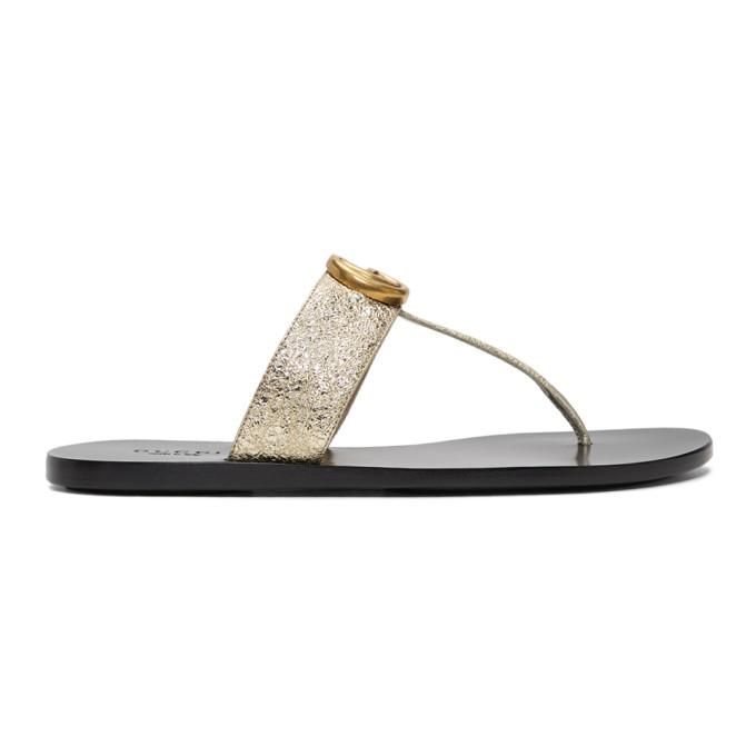 Gucci Silver GG Marmont Sandals