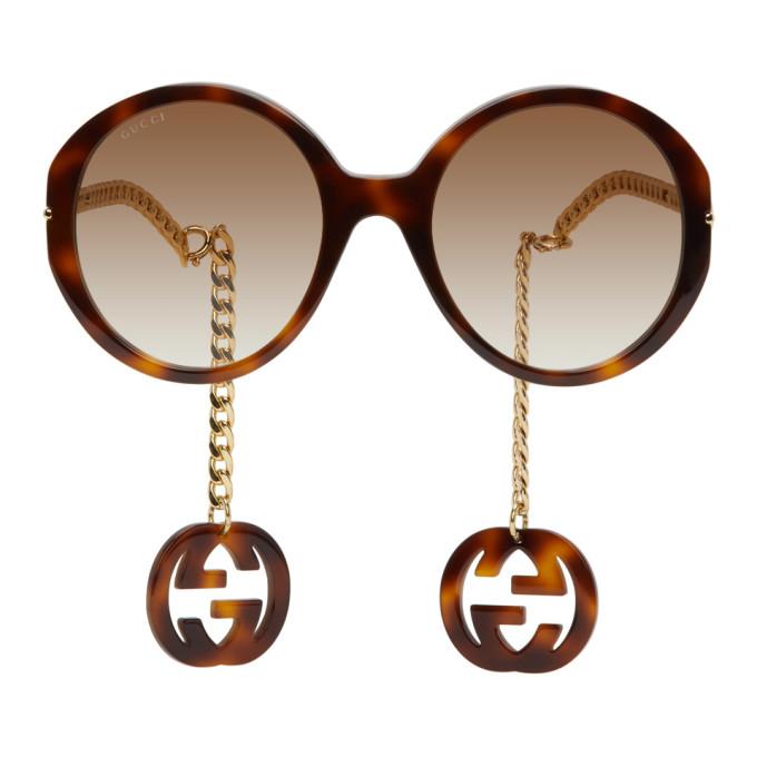Gucci Tortoiseshell and Gold GG0726S Sunglasses