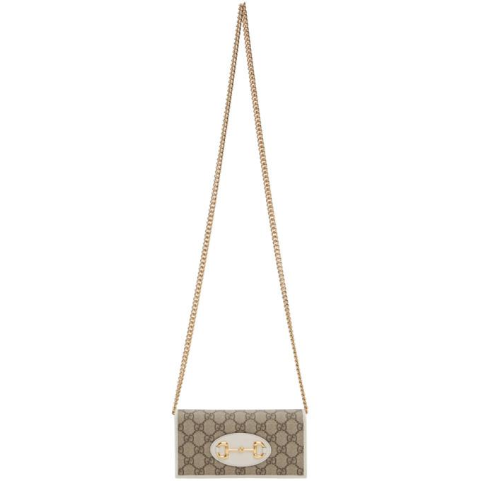 Gucci White Gucci 1955 GG Supreme Horsebit Chain Wallet Bag