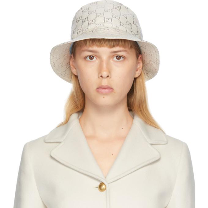 Gucci White Lame GG Bucket Hat