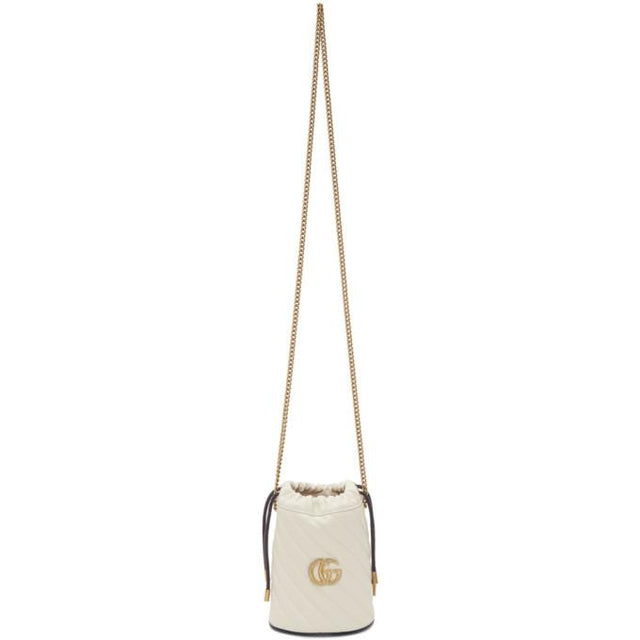 Gucci White Mini GG Marmont Bucket Bag