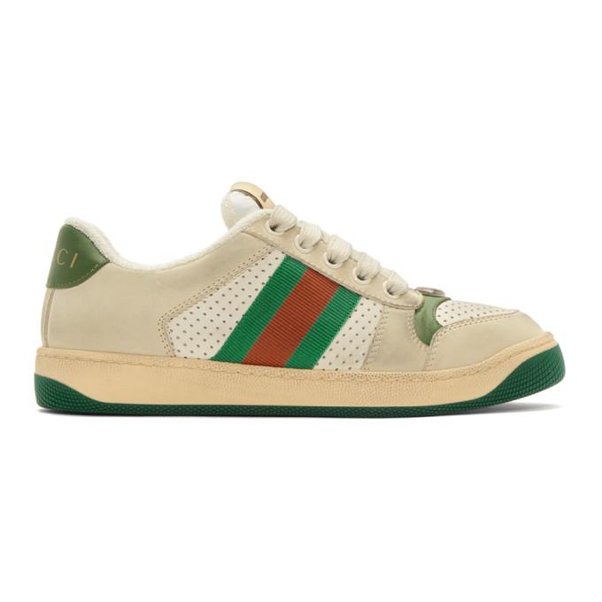 Gucci White Screener Sneakers