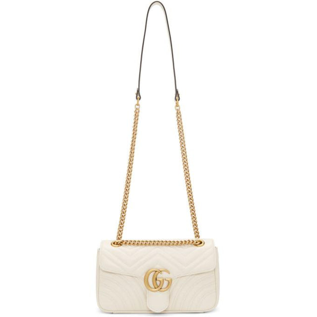 Gucci White Small Quilted GG Marmont Bag