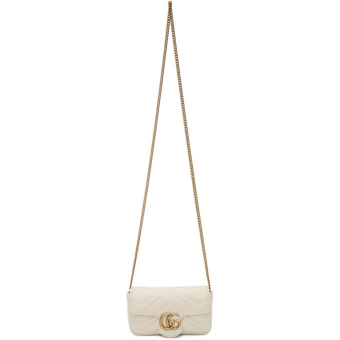 Gucci White Super Mini GG Marmont Bag